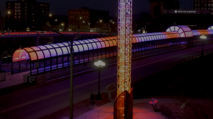 Colorful Waterloo Iowa Bridge Peachtree Showcase Advertisement